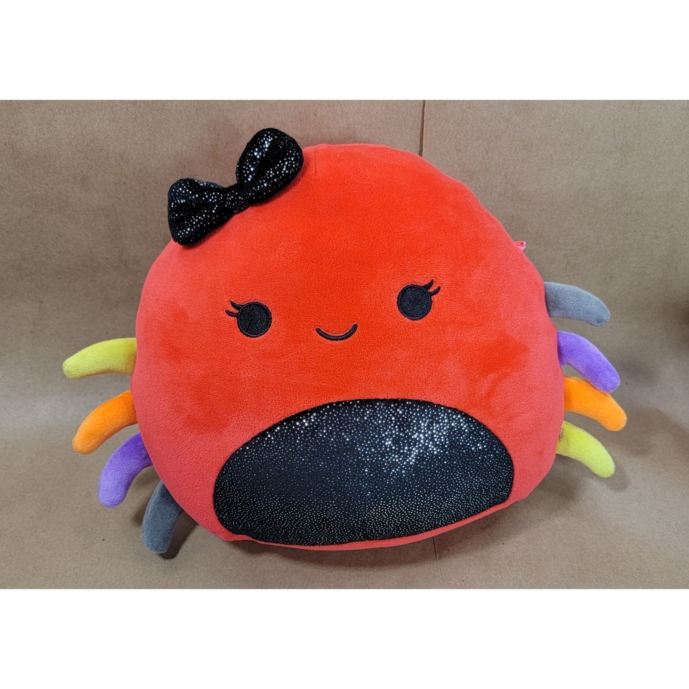 Squishmallows Bella the Spider Red Rainbow Legs Sparkle Belly Halloween 8in